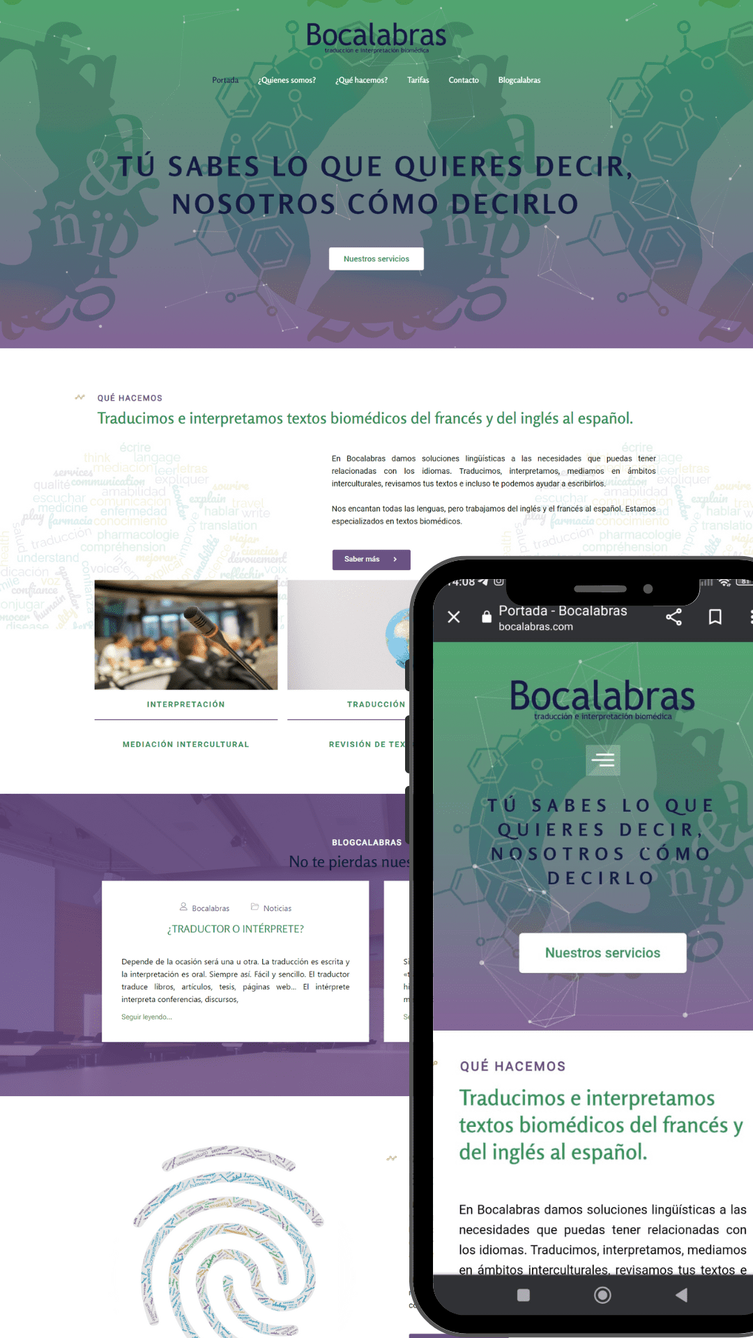 Proyecto de diseño y mantenimiento web para Bocalabras
